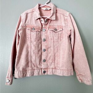 H&M Pink Jean Jacket Button Down Girls Size 8